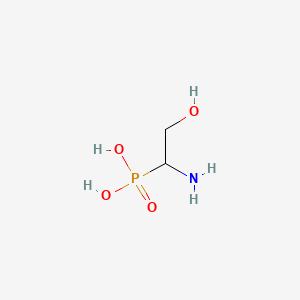 molecular formula C2H8NO4P B13791726 1-Amino-2-hydroxyethane phosphonic acid CAS No. 70350-62-8