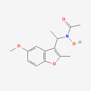 molecular formula C14H17NO4 B13791856 N-hydroxy-N-[1-(5-methoxy-2-methyl-1-benzofuran-3-yl)ethyl]acetamide 