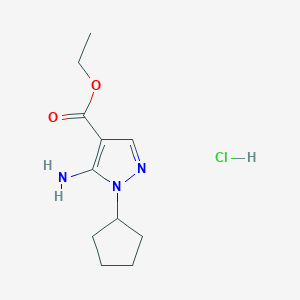 molecular formula C11H18ClN3O2 B1379187 ethyl 5-amino-1-cyclopentyl-1H-pyrazole-4-carboxylate hydrochloride CAS No. 1461713-61-0