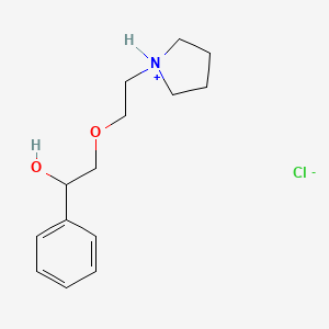 molecular formula C14H22ClNO2 B13791879 alpha-((2-(1-Pyrrolidinyl)ethoxy)methyl)benzyl alcohol hydrochloride CAS No. 956-08-1