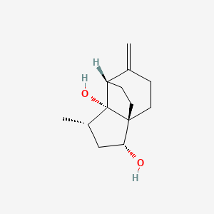 molecular formula C13H20O2 B13791931 (1R,2R,4S,5R,6S)-4-methyl-7-methylidenetricyclo[4.3.2.01,5]undecane-2,5-diol 