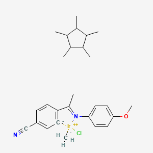 molecular formula C27H36ClIrN2O B13791950 carbanide;chloroiridium(2+);4-[N-(4-methoxyphenyl)-C-methylcarbonimidoyl]benzene-5-ide-1-carbonitrile;1,2,3,4,5-pentamethylcyclopentane 