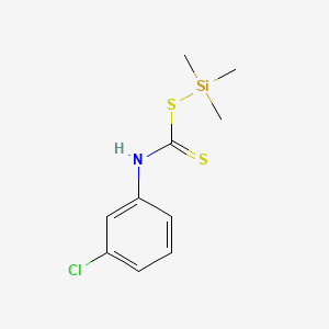 molecular formula C10H14ClNS2Si B13792102 Carbanilic acid, 3-chlorodithio-, trimethylsilyl ester CAS No. 71456-96-7