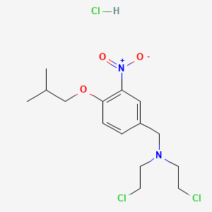 molecular formula C15H23Cl3N2O3 B13792244 Bis(2-chloroethyl)-[[4-(2-methylpropoxy)-3-nitrophenyl]methyl]azaniumchloride CAS No. 77905-55-6