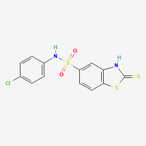 molecular formula C13H9ClN2O2S3 B13792305 4'-Chloro-2-mercapto-5-benzothiazolesulphonanilide CAS No. 7341-89-1