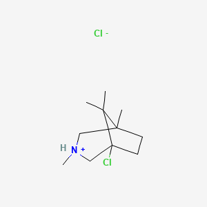 molecular formula C11H21Cl2N B13792466 1-Chloro-3,5,8,8-tetramethyl-3-azabicyclo(3.2.1)octane hydrochloride CAS No. 92244-62-7