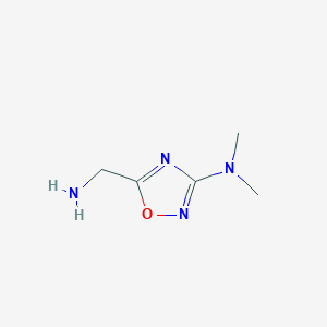 molecular formula C5H10N4O B1379249 5-(aminomethyl)-N,N-dimethyl-1,2,4-oxadiazol-3-amine CAS No. 1600922-95-9