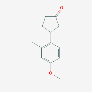 molecular formula C13H16O2 B13792569 3-(4-methoxy-2-methylphenyl)cyclopentan-1-one 