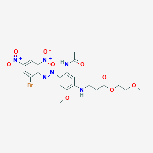 molecular formula C21H23BrN6O9 B13792570 2-Methoxyethyl N-[5-(acetylamino)-4-[(2-bromo-4,6-dinitrophenyl)azo]-2-methoxyphenyl]-beta-alaninate CAS No. 6522-67-4