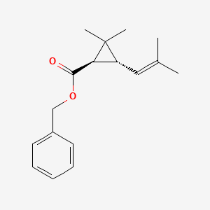 molecular formula C17H22O2 B13792579 Cyclopropanecarboxylic acid, 2,2-dimethyl-3-(2-methyl-1-propenyl)-, phenylmethyl ester, (1R,3R)- CAS No. 64312-78-3