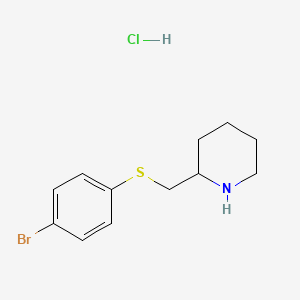 molecular formula C12H17BrClNS B1379263 2-([(4-Bromophenyl)sulfanyl]methyl)piperidine hydrochloride CAS No. 1864073-46-0
