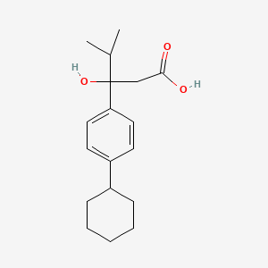 molecular formula C18H26O3 B13792652 Hydrocinnamic acid, p-cyclohexyl-beta-hydroxy-beta-isopropyl-, (+-)- CAS No. 95711-60-7