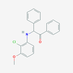 molecular formula C21H18ClNO2 B13792702 Acetophenone,2-(2-chloro-M-anisidino)-2-phenyl- 