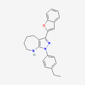 molecular formula C23H23N3O B13792704 3-(1-benzofuran-2-yl)-1-(4-ethylphenyl)-5,6,7,8-tetrahydro-4H-pyrazolo[3,4-b]azepine 