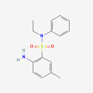 molecular formula C15H18N2O2S B13793046 2-Amino-N-ethyl-5-methyl-N-phenylbenzenesulphonamide CAS No. 68003-36-1