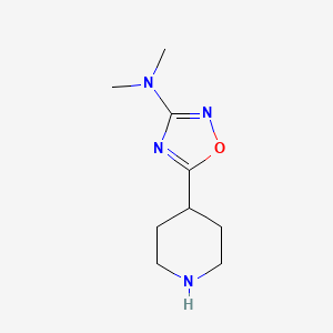 molecular formula C9H16N4O B1379314 N,N-dimethyl-5-(piperidin-4-yl)-1,2,4-oxadiazol-3-amine CAS No. 1594770-26-9