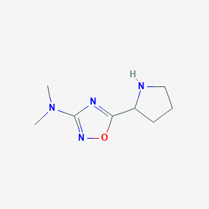 molecular formula C8H14N4O B1379315 N,N-dimethyl-5-(pyrrolidin-2-yl)-1,2,4-oxadiazol-3-amine CAS No. 1603211-86-4
