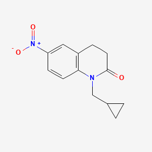 molecular formula C13H14N2O3 B1379318 1-(Cyclopropylmethyl)-6-nitro-1,2,3,4-tetrahydroquinolin-2-one CAS No. 1461706-56-8