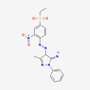 molecular formula C18H18N6O4S B13793213 3H-Pyrazol-3-imine, 4-((4-(ethylsulfonyl)-2-nitrophenyl)azo)-2,4-dihydro-5-methyl-2-phenyl- CAS No. 70833-53-3