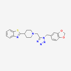 molecular formula C22H22N6O2S B13793262 2-[1-(1-Benzo[1,3]dioxol-5-ylmethyl-1H-tetrazol-5-ylmethyl)-piperidin-4-yl]-benzothiazole 