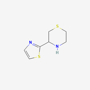 molecular formula C7H10N2S2 B1379335 3-(1,3-噻唑-2-基)硫代吗啉 CAS No. 933701-85-0