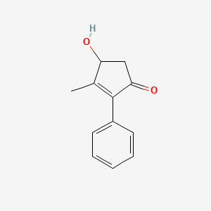 molecular formula C12H12O2 B13793351 2-Cyclopenten-1-one, 4-hydroxy-3-methyl-2-phenyl- CAS No. 69766-87-6
