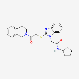 molecular formula C25H28N4O2S B13793362 N-Cyclopentyl-2-[[2-(3,4-dihydro-2(1H)-isoquinolinyl)-2-oxoethyl]thio]-1H-benzimidazole-1-acetamide 