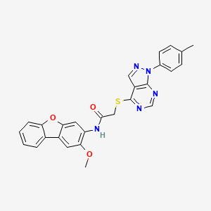 molecular formula C27H21N5O3S B13793368 N-(2-methoxydibenzofuran-3-yl)-2-[1-(4-methylphenyl)pyrazolo[3,4-d]pyrimidin-4-yl]sulfanylacetamide 