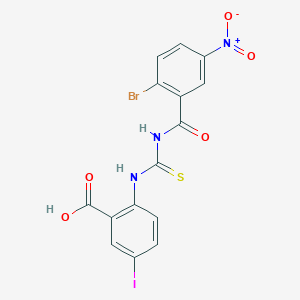 molecular formula C15H9BrIN3O5S B13793481 2-[(2-Bromo-5-nitrobenzoyl)carbamothioylamino]-5-iodobenzoic acid 