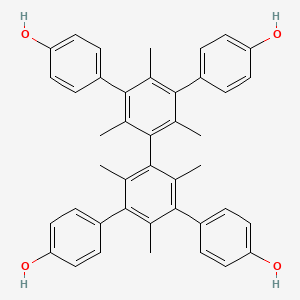 molecular formula C42H38O4 B13793493 4-[3-[3,5-bis(4-hydroxyphenyl)-2,4,6-trimethylphenyl]-5-(4-hydroxyphenyl)-2,4,6-trimethylphenyl]phenol 