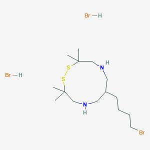 molecular formula C15H33Br3N2S2 B137936 7-(4'-Bromobutyl)-3,3,11,11-tetramethyl-1,2-dithia-5,9-diazacycloundecane CAS No. 129915-24-8