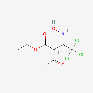 molecular formula C8H12Cl3NO4 B13793631 Acetoacetic acid, 2-(1-hydroxyamino-2,2,2-trichloroethyl)-, ethyl ester CAS No. 7500-71-2