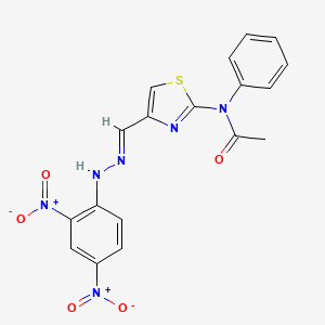 molecular formula C18H14N6O5S B13793643 N-(4-(2,4-Dinitrophenyl)hydrazonomethyl-2-thiazolyl)acetanilide CAS No. 73623-39-9
