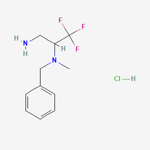 molecular formula C11H16ClF3N2 B1379366 (3-Amino-1,1,1-trifluoropropan-2-yl)(benzyl)methylamine hydrochloride CAS No. 1803598-96-0