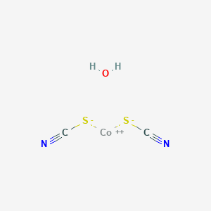 molecular formula C2H2CoN2OS2 B13793674 Cobalt (II) thiocyanate hydrate 