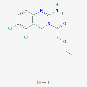 molecular formula C12H14BrCl2N3O2 B13793681 ethyl 2-(2-amino-5,6-dichloro-4H-quinazolin-3-yl)acetate,hydrobromide 