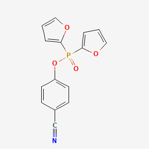 molecular formula C15H10NO4P B13793740 Phosphinic acid, di-2-furanyl-, 4-cyanophenyl ester CAS No. 81425-60-7