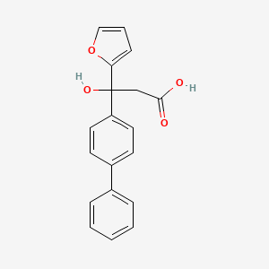 molecular formula C19H16O4 B13793782 Hydracrylic acid, 3-(4-biphenylyl)-3-(2-furyl)-, (+)- CAS No. 71315-17-8