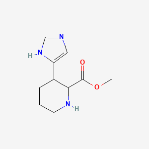 molecular formula C10H15N3O2 B13793802 Methyl 3-(imidazol-4-YL)-piperidine-2-carboxylate CAS No. 67319-35-1