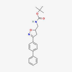 B1379397 Tert-butyl ((3-([1,1'-biphenyl]-4-YL)-4,5-dihydroisoxazol-5-YL)methyl)carbamate CAS No. 1461705-89-4