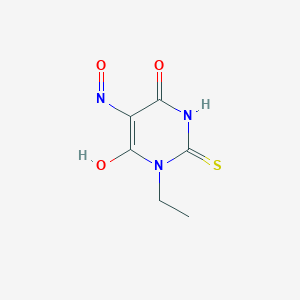 molecular formula C6H7N3O3S B13793990 4,5,6(1H)-Pyrimidinetrione,1-ethyldihydro-2-thioxo-,5-oxime(9CI) 