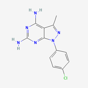 molecular formula C12H11ClN6 B13794044 1-(4-Chlorophenyl)-3-methylpyrazolo[3,4-d]pyrimidine-4,6-diamine CAS No. 58791-62-1