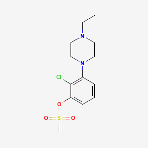 molecular formula C13H19ClN2O3S B13794191 Phenol,2-chloro-3-(4-ethyl-1-piperazinyl)-, 1-methanesulfonate 