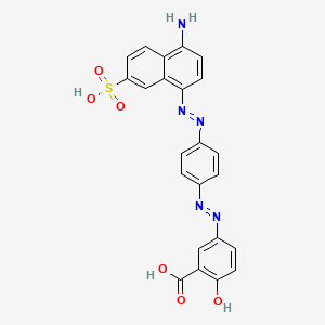 molecular formula C23H17N5O6S B13794194 Benzoic acid, 5-[[4-[(4-amino-7-sulfo-1-naphthalenyl)azo]phenyl]azo]-2-hydroxy- CAS No. 71393-87-8