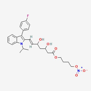 molecular formula C28H33FN2O7 B13794327 4-nitrooxybutyl (E)-7-[3-(4-fluorophenyl)-1-propan-2-ylindol-2-yl]-3,5-dihydroxyhept-6-enoate 