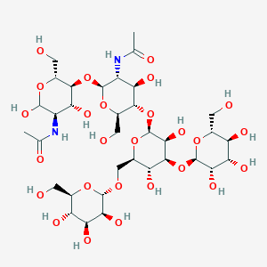 molecular formula C34H58N2O26 B13794357 alpha-D-mannose-(1-3)-[alpha-D-mannose-(1-6)]-beta-D-mannose-(1-4)-beta-N-acetyl-D-glucosamine-(1-4)-N-acetyl-D-glucosamine 