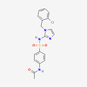 molecular formula C18H17ClN4O3S B13794632 Acetamide, N-(4-(((1-((2-chlorophenyl)methyl)-1H-imidazol-2-yl)amino)sulfonyl)phenyl)- CAS No. 71795-46-5