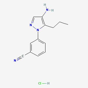 molecular formula C13H15ClN4 B1379464 3-(4-amino-5-propyl-1H-pyrazol-1-yl)benzonitrile hydrochloride CAS No. 1797731-13-5