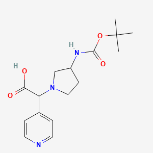 molecular formula C16H23N3O4 B13794655 2-(3-((Tert-butoxycarbonyl)amino)pyrrolidin-1-yl)-2-(pyridin-4-yl)acetic acid 