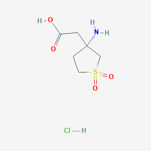 B1379467 2-(3-Amino-1,1-dioxo-1lambda6-thiolan-3-yl)acetic acid hydrochloride CAS No. 1803582-09-3